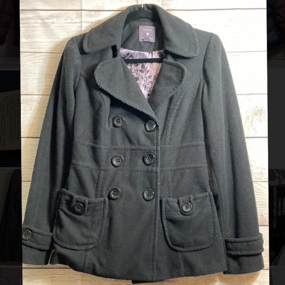 Women’s Black Forever21 peacoat